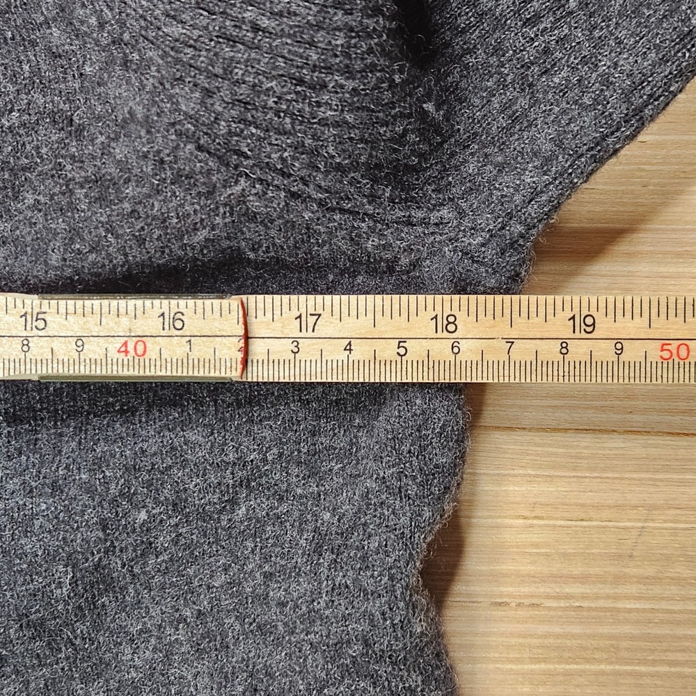 Mercer & Madison Cardigan Womens L Charcoal Grey Italian Merino Wool Open Front - Picture 6 of 10